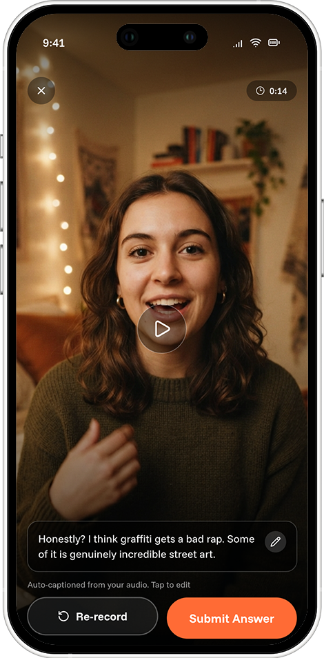 Cats or Dogs? app on iPhone showing a daily video answer with captions and submit controls